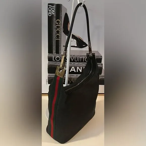 Authentic Gucci Denim Sherry Line Slouchy Shoulder Bag - Picture 2 of 7